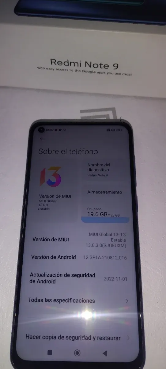 Xiaomi Redmi Note 9 128GB Azul/Verde