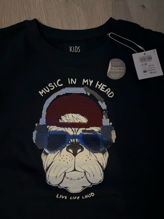 Sudadera niño lentejuelas nueva