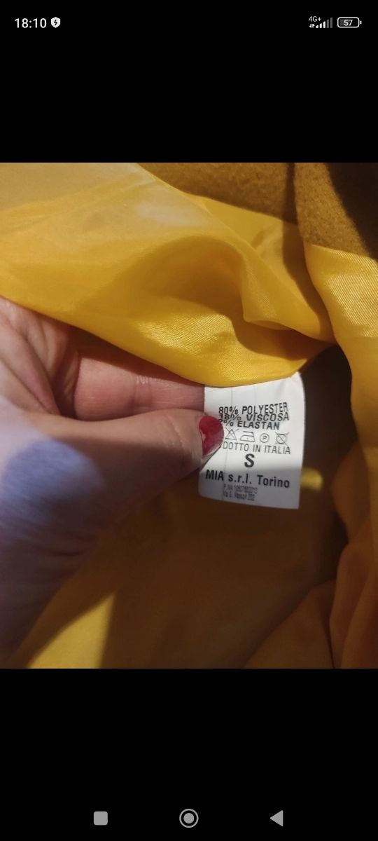 Cappottino donna giallo senape