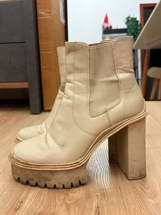 Botines beige tacón alto plataforma