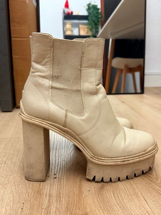 Botines beige tacón alto plataforma
