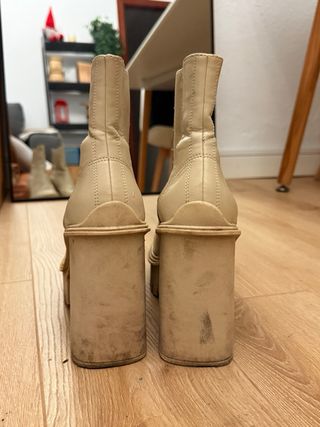 Botines beige tacón alto plataforma