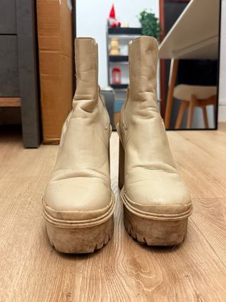 Botines beige tacón alto plataforma