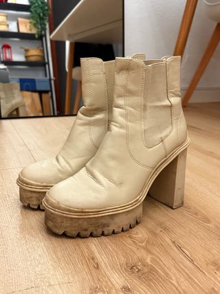 Botines beige tacón alto plataforma