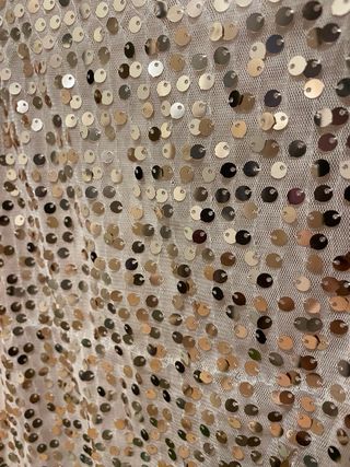 Vestido longo lantejoulas cruzado dourado/rosa