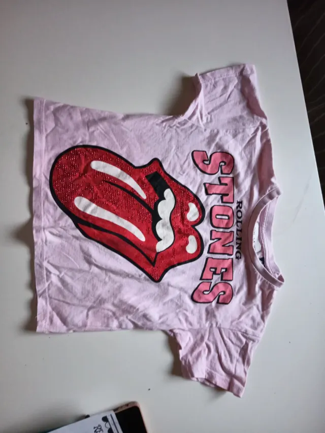 Camiseta Rolling Stones niña rosa 7-8