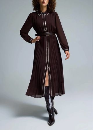 Viral! Vestido plisado Zara marrón XS