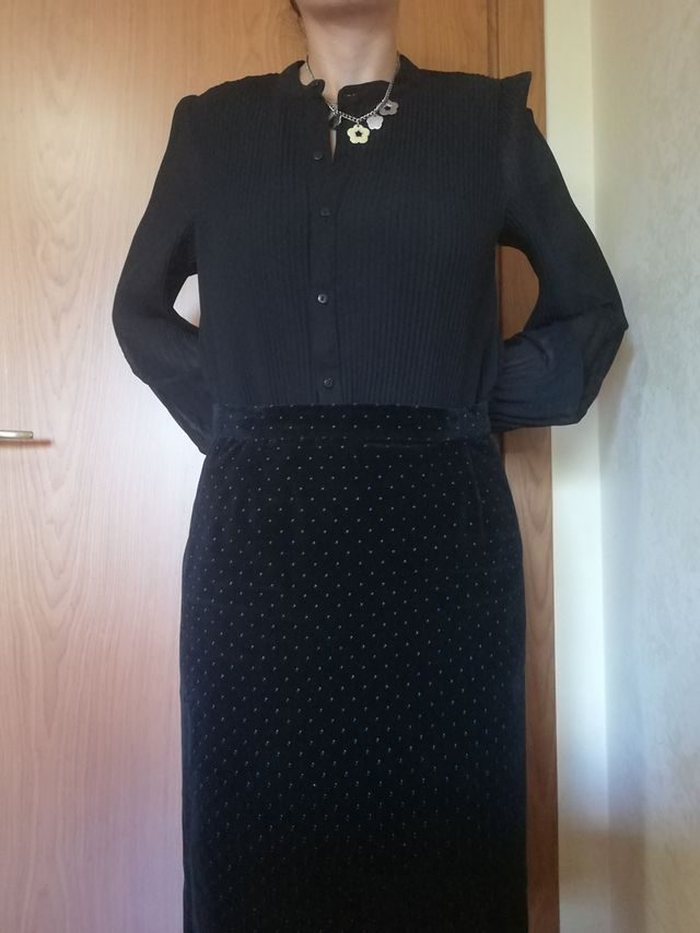 Gonna velluto nera pois vintage