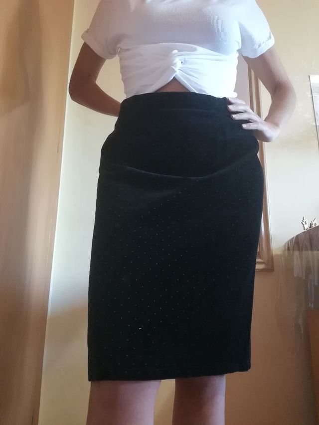 Gonna velluto nera pois vintage