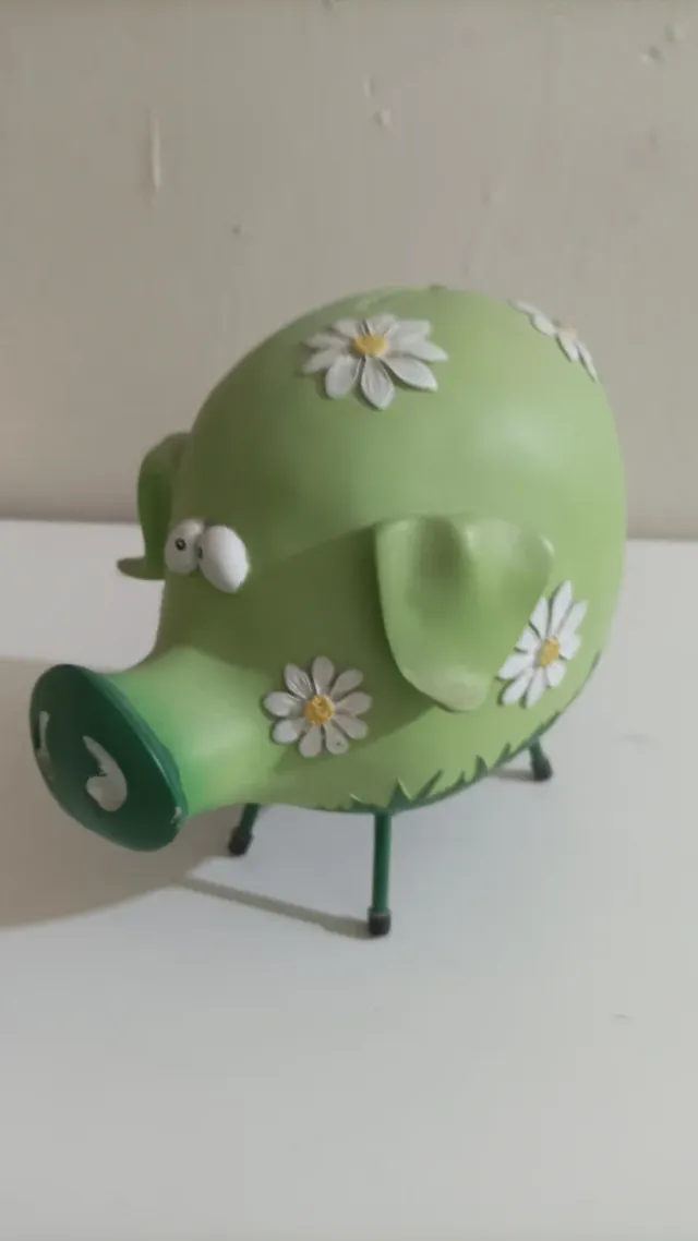 Hucha Cerdito Verde Flores