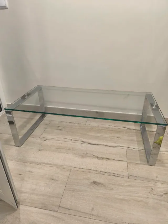 Mesa de centro baja cristal y metal