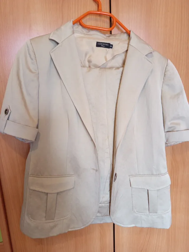 Conjunto Cortefiel Chaqueta y Pantalón Beige Talla