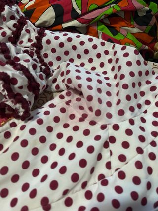 Traje Flamenca Canastero Burdeos y Blanco