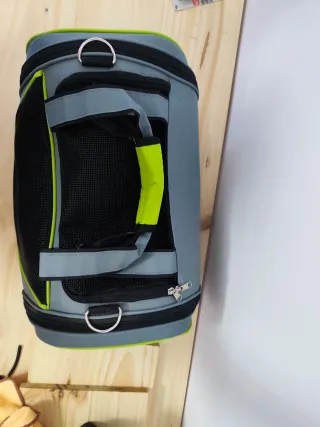 Transportín gato pequeño gris y verde