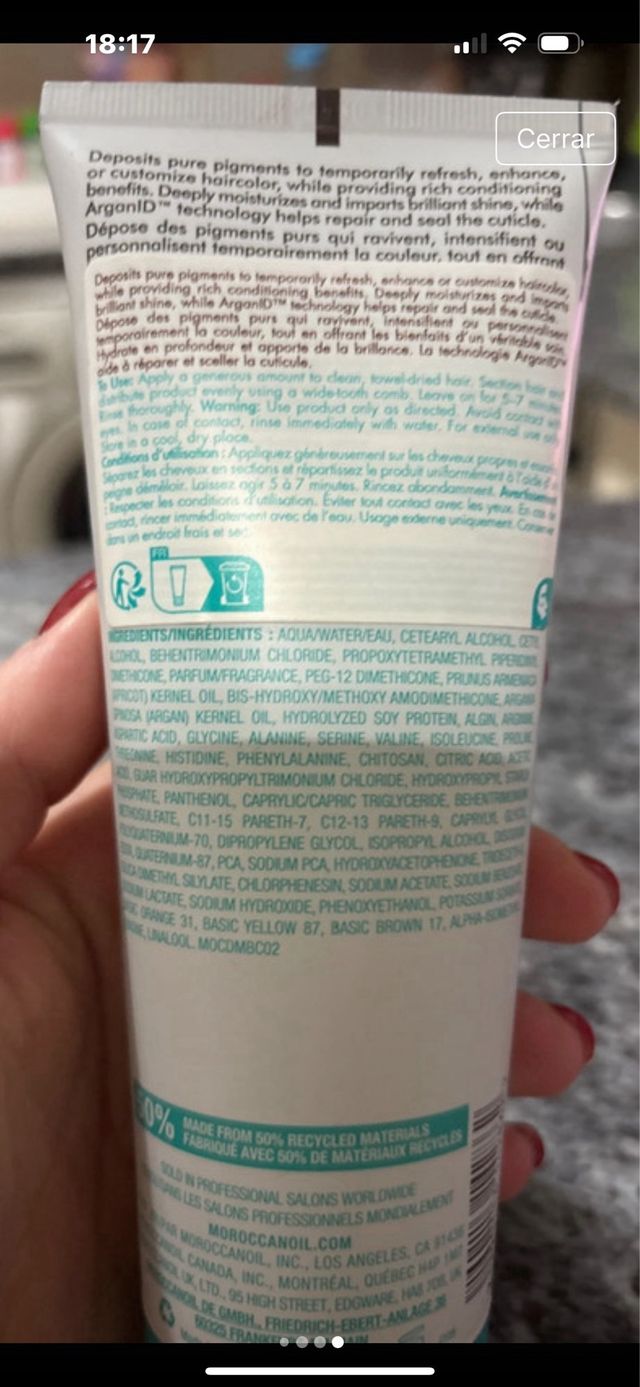 Mascarilla Moroccanoil Color Copper 200ml