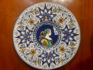 Piatto Maiolica Faenza Decorato Donna