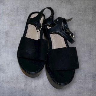 Sandalias Plataforma Punta Abierta Negras