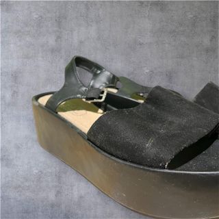 Sandalias Plataforma Punta Abierta Negras