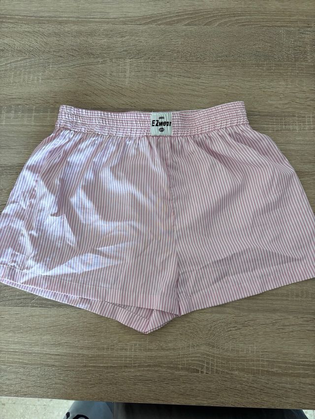 Pantalones cortos EZWEAR rayas rosa y blanco