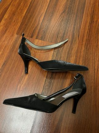 Sandalias tacón fiesta negras talla 37.