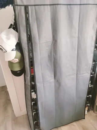 Zapatero Tela con Funda Gris Oscuro