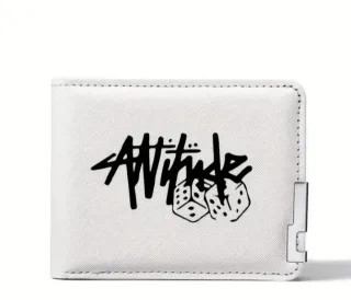 Cartera blanca con diseño de dados