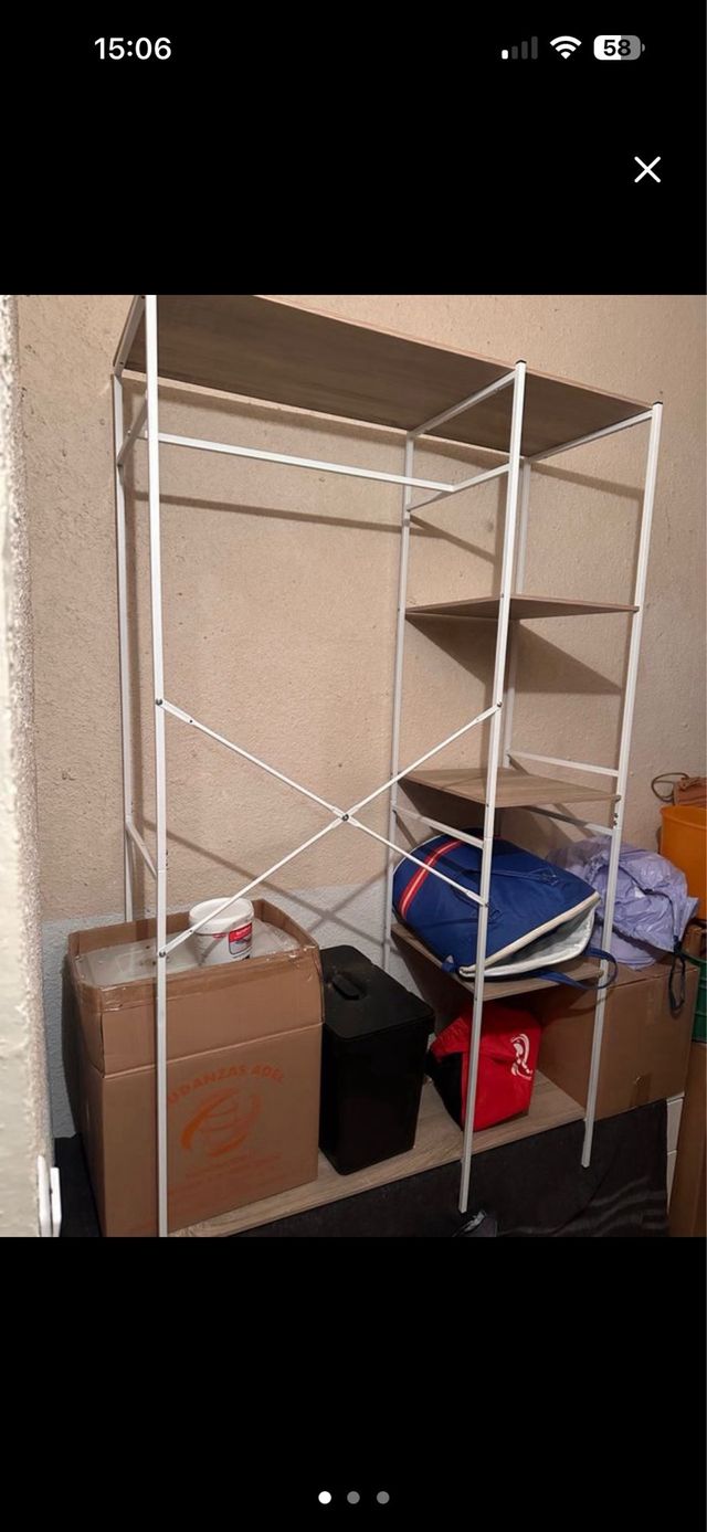 Burro para roupa de metal e madeira