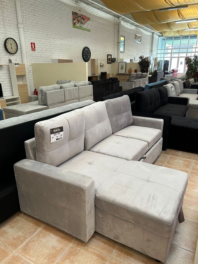 Divano chaise longue grigio NUOVO con contenitore