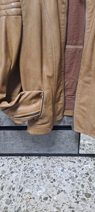 Chaqueta de piel Naf Naf marrón