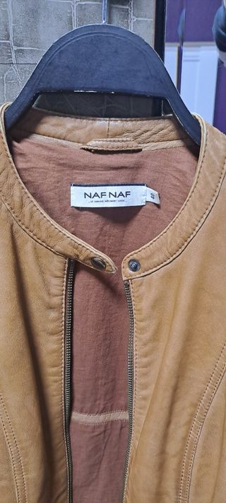 Chaqueta de piel Naf Naf marrón