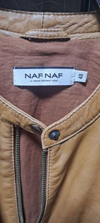 Chaqueta de piel Naf Naf marrón