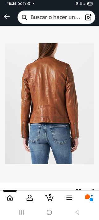 Chaqueta de piel Naf Naf marrón