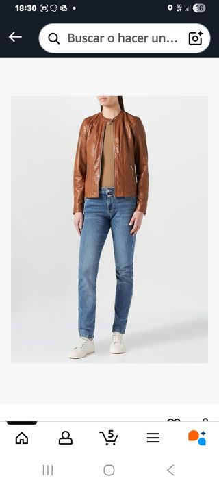 Chaqueta de piel Naf Naf marrón