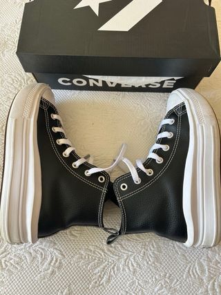 Converse All Star Piel Negra Mujer Talla 38