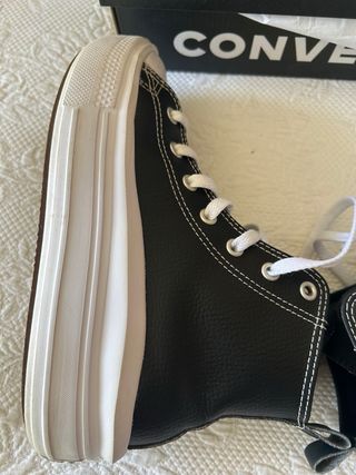 Converse All Star Piel Negra Mujer Talla 38