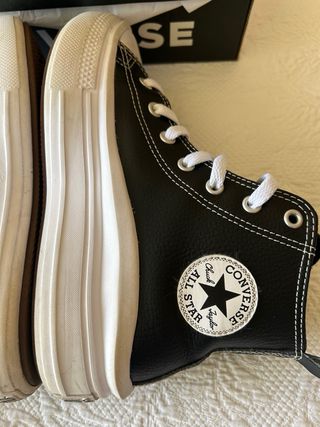 Converse All Star Piel Negra Mujer Talla 38