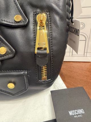 Bolso Moschino Couture Biker Piel Negro Nuevo