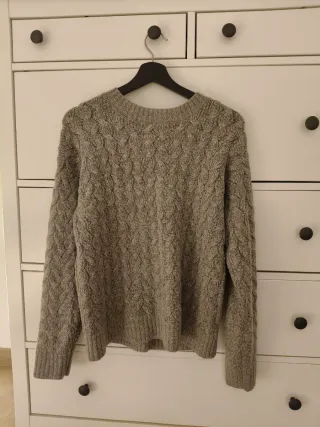 Jersey lana gris cuello caja