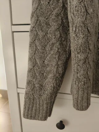 Jersey lana gris cuello caja