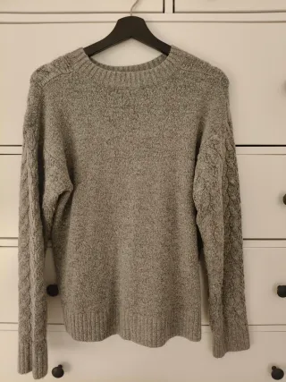 Jersey lana gris cuello caja