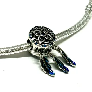 Charm Atrapasueños con Plumas Azules