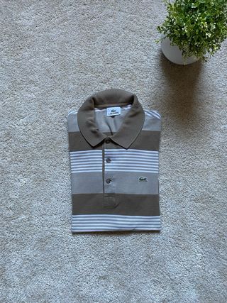Lacoste Polo Righe Beige/Grigio -Stile Vintage L