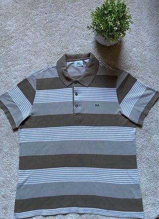 Lacoste Polo Righe Beige/Grigio -Stile Vintage L