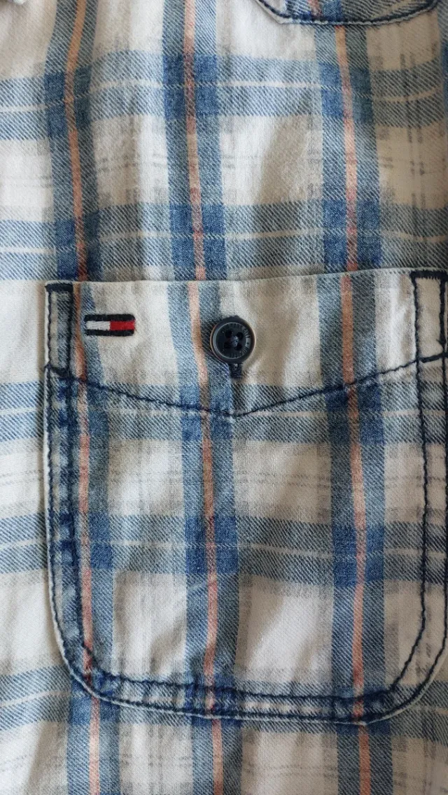 Camisa hombre Tommy Hilfiger cuadros azul y blanco