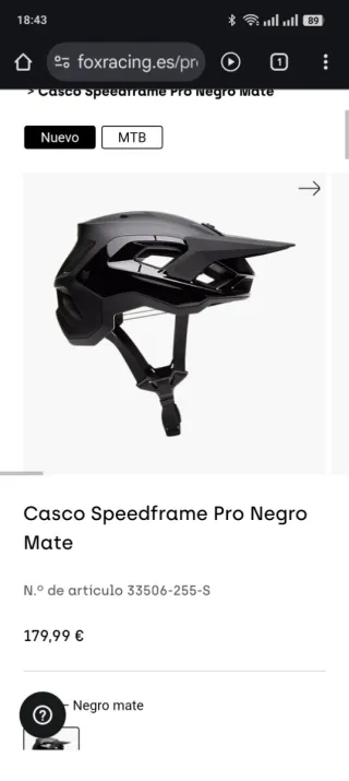 Casco Fox Speedframe Pro Negro Mate