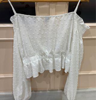 Blusa blanca crop top manga larga