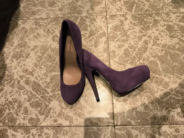 Zapatos tacón ante morado talla 36