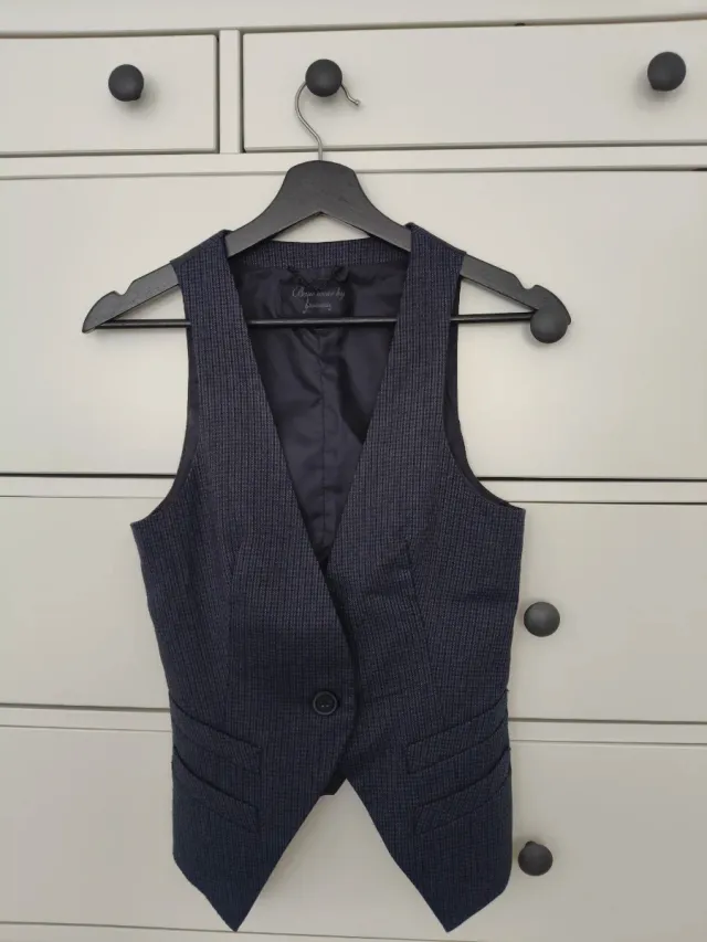 Chaleco de cuadros azul marino