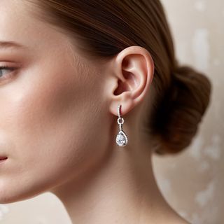 Pendientes oro blanco 18k lágrima