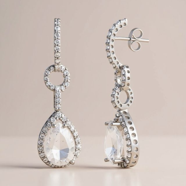 Pendientes oro blanco 18k lágrima